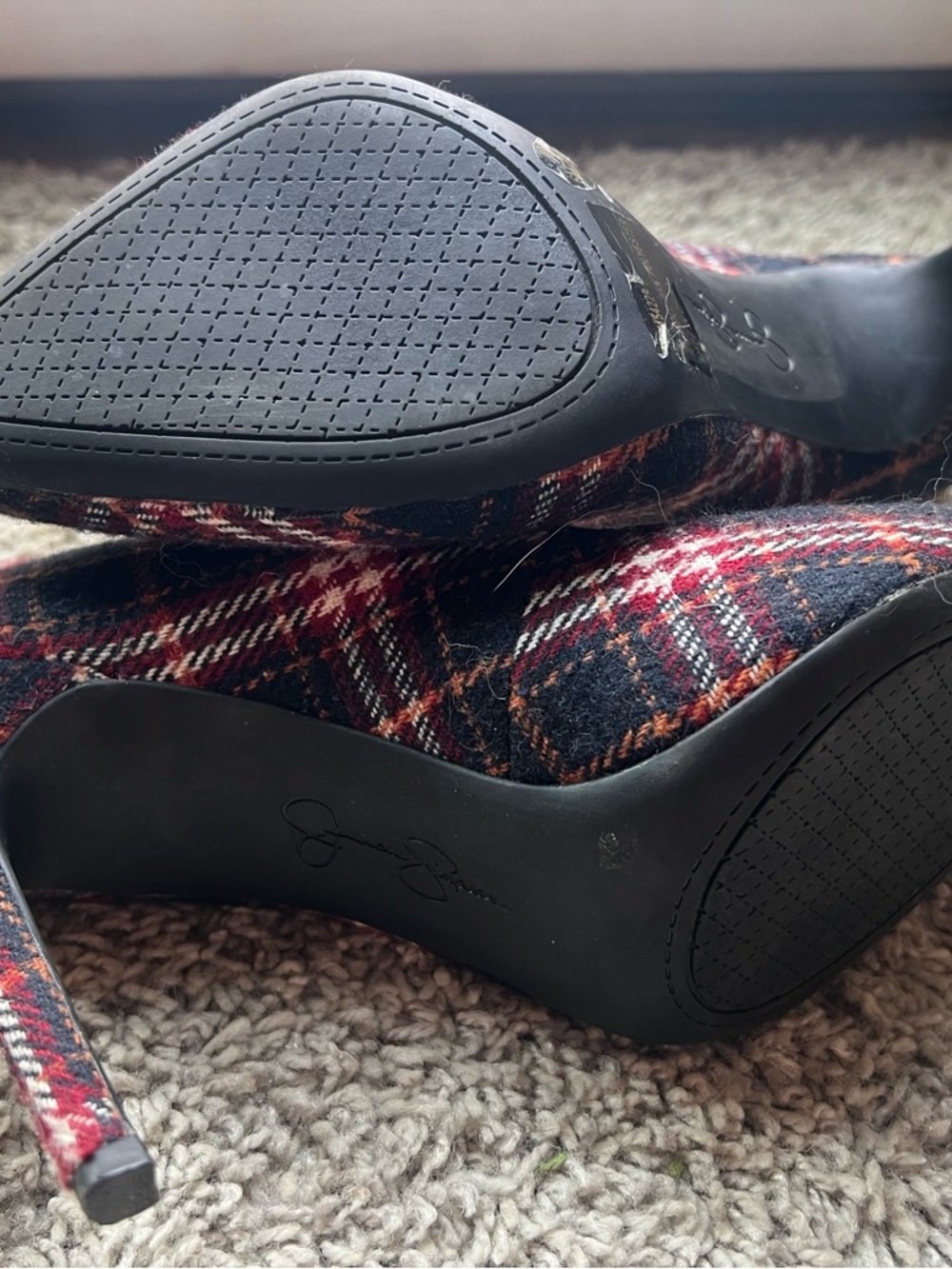 Jessica Simpson Plaid Pointed-Toe Pumps - Red & Black - Picture 6 of 6